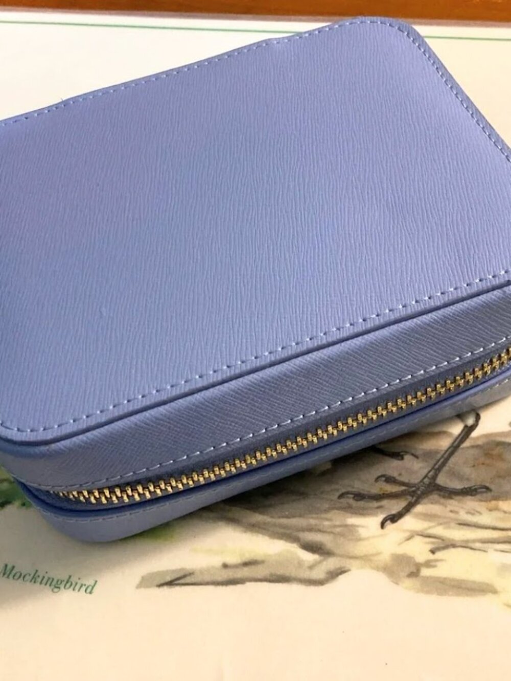 Neiman Marcus Periwinkle purple leather travel jewelry case 6" NEW & UNUSED